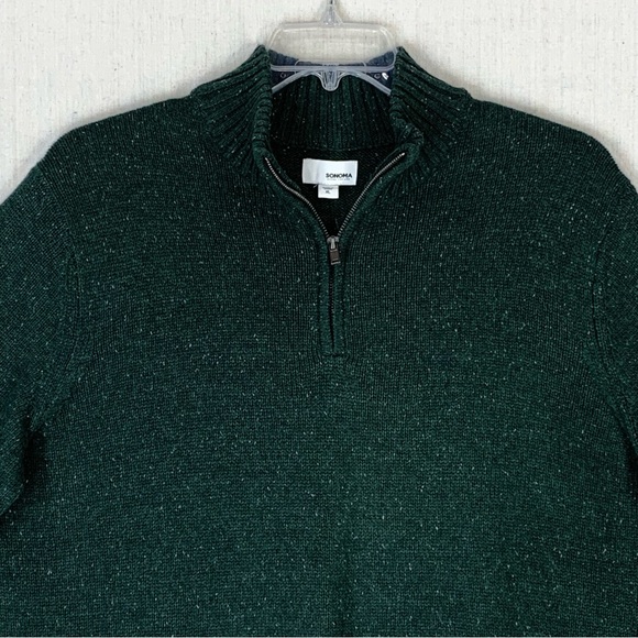 Sonoma~NWT~Men's‎ Quarter Zip Cotton Blend Hunter Green Pullover Sweater~Sz XL - Picture 5 of 15
